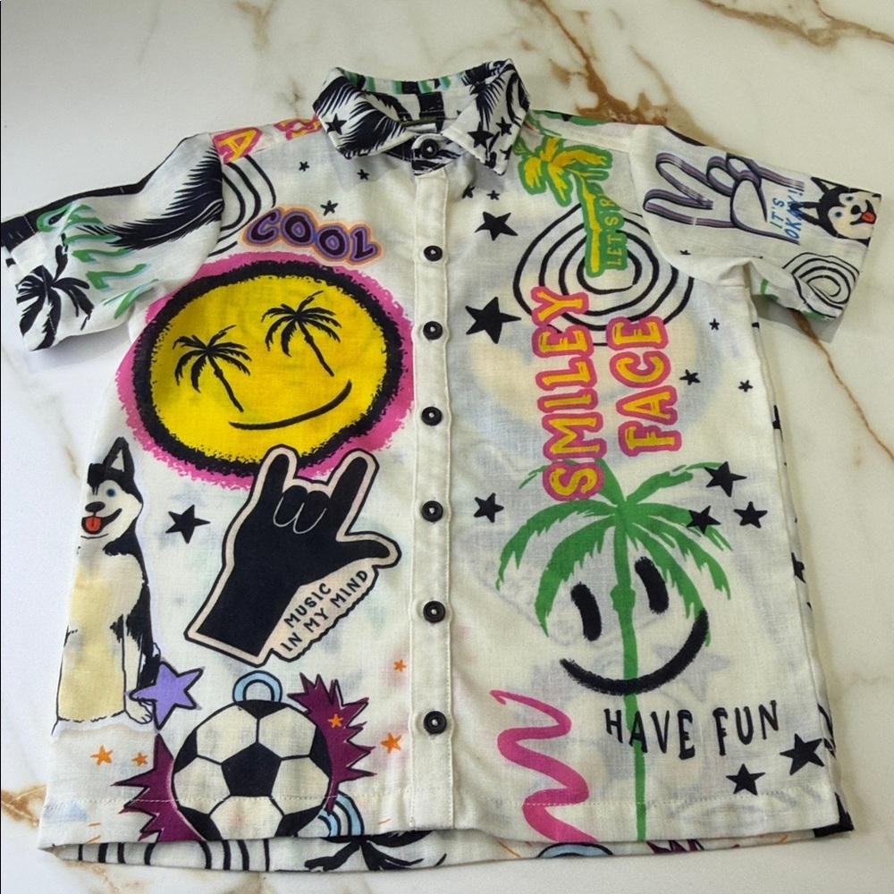 Agua Bendita Kids Graphic Button Down Shirt - Multicolor